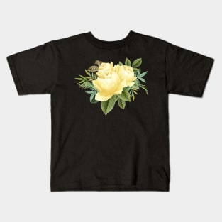 Yellow Watercolor Flower Bouquet Arrangement Branch Floral Lover Vintage Kids T-Shirt